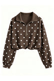 Polka Dot Half-Zip Crop Sweatshirt