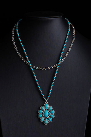Turquoise Pendant Layered Necklace