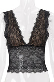 Floral Lace V-Neck Sleeveless Crop Tank
