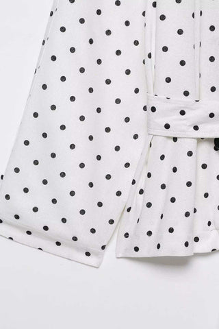 Polka-Dot Belted Lapel Trench Jacket