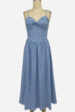 Gingham Spaghetti Strap Casual Dress