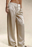 Satin High-Waist Wide-Leg Casual Pants