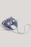 Star Patch Frayed Denim Hobo Bag