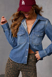 Snap Button Pocket Front Denim Shirt
