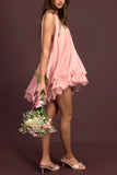Ruffle Hem Spaghetti Strap Mini Dress