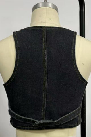 Button-Front Denim Vest