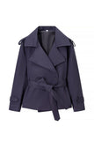 Notched Collar Belted Wrap Coat