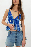 Floral V-Neck Ruffle Hem Tank