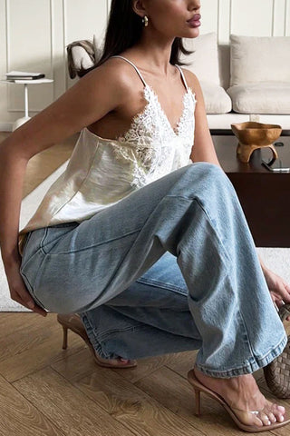 Lace Overlay V-Neck Cami