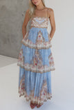 Floral Tiered Spaghetti Strap Maxi Dress