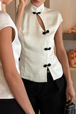 Mandarin Collar Frog Closure Top