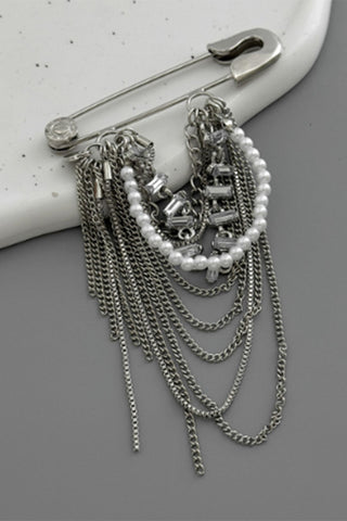 Chain Choker Safety Pin Brooch