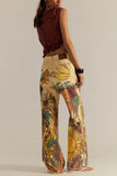 Graphic Print Straight Jeans