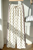 Polka Dot Drawstring Side-Stripe Casual Pants