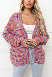 Multicolor Knit V-Neck Button Cardigan