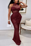 Sheer Bodice Ruched Mermaid Dress