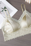 Lace Trim Satin Spaghetti Strap Bralette