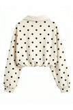 Polka Dot Half-Zip Crop Sweatshirt