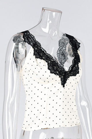 Lace-Trim Polka Dot Tank
