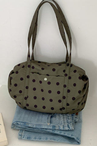 Polka Dot Ruched Bowler Shoulder Bag
