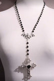 Bat Charm Beaded Cross Necklace