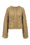 Cable Knit V-Neck Button Front Cardigan