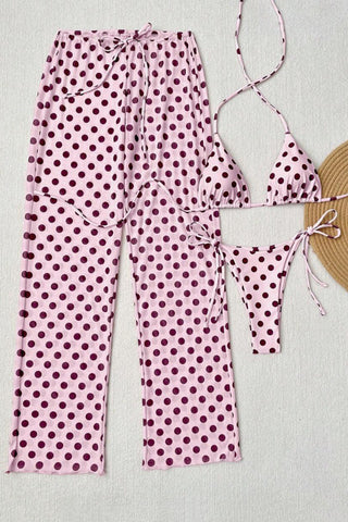 Polka Dot Bikini Set with Cover-Up