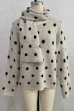 Polka Dot Knit Sweater with Scarf