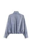 Stand Collar Zip-Up Drawstring Hem Jacket