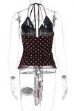 Polka-Dot Twist Front Halter Cami