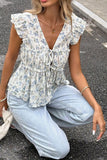 Tie-Front Ruffle Tank Top