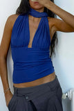 Tie-Back Halter Plaid Tank