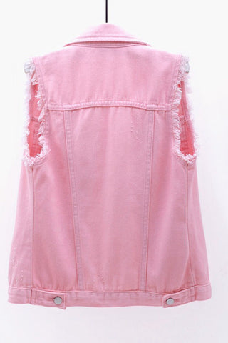 Sleeveless Collared Button-Front Vest