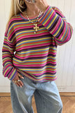 Striped Crew Neck Long Sleeve Knit Top