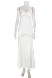 Sleeveless Lace-Trim Evening Gown