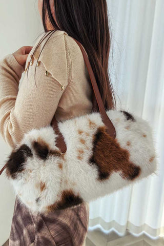 Faux Fur Double Handle Tote Bag