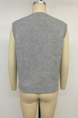 Bow Front Crew Neck Knit Sweater Vest