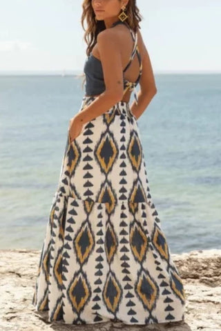 Striped Maxi Skirt with Tiered Design