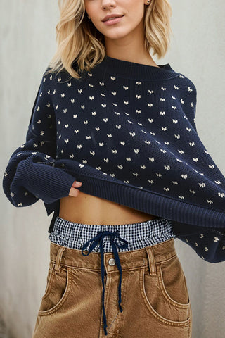 Heart Knit Crew Neck Sweater