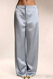 Satin High-Waist Wide-Leg Casual Pants