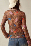 Floral Leopard Print Button-Front Blouse