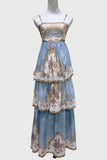 Floral Tiered Spaghetti Strap Maxi Dress