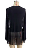 Sheer Bell Sleeve Lace Waist Blouse