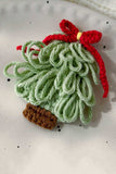 Crochet Christmas Tree and Bow Hair Clip