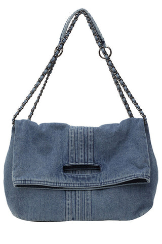 Flap Chain Strap Slouchy Shoulder Bag