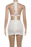 Cross-Front Halter Mini Dress