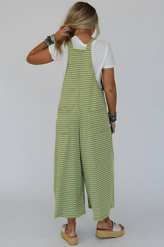 Gingham Wide-Leg Overalls