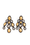 Oval Stone Beaded Chandelier Earrings
