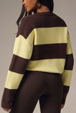 Striped Button-Front Henley Knit Sweater