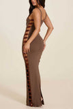 Square Neck Side-Cutout Maxi Dress